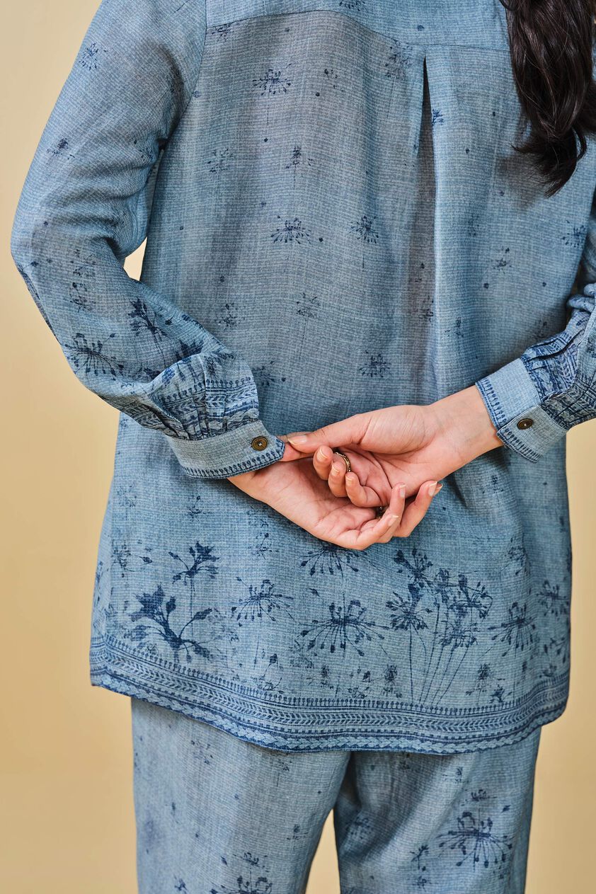 Pond Printed Linen Shirt Co-ord - Blue, Blue, image 6