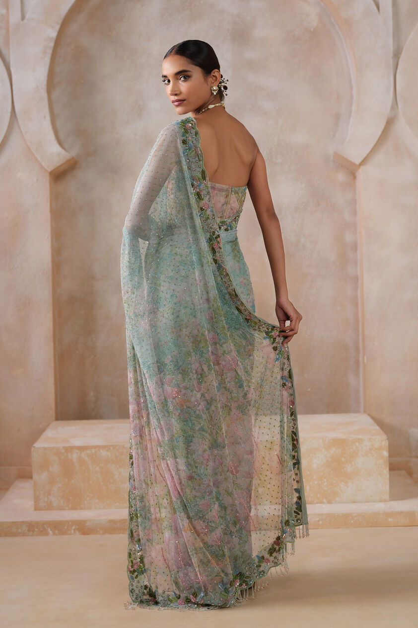 Levana Sequin Saree - Powder Blue, Multi Color, image 2