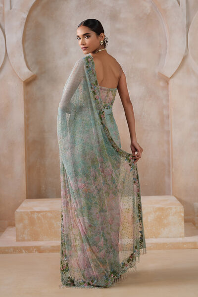 Levana Sequin Saree - Powder Blue