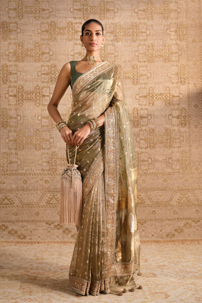 Devya Handwoven Benarasi Silk Saree - Sage