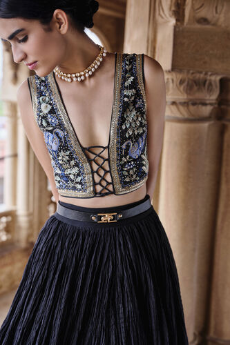 Shirina Embroidered Mul Skirt Set - Black, Black, image 5