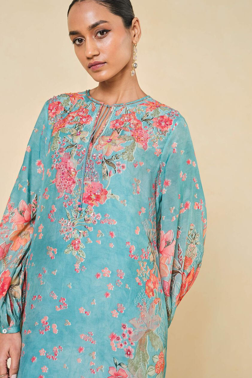 Nyneve Printed Kaftan - Blue, Blue, image 3