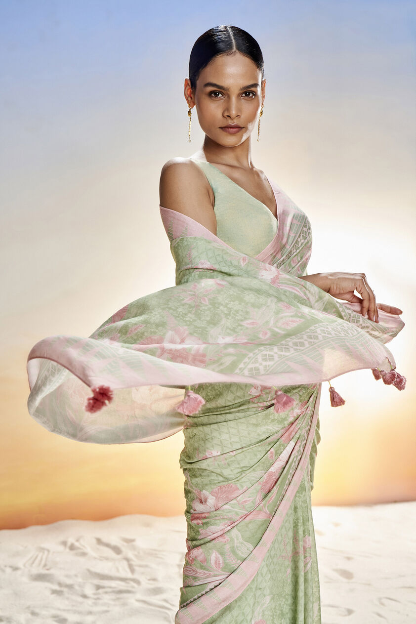 Floriana Saree Set - Sage, Sage, image 5
