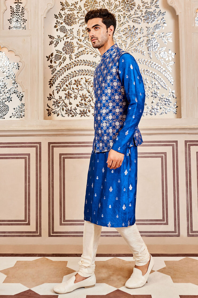 Nirved Nehru Jacket - Navy, Blue, image 2
