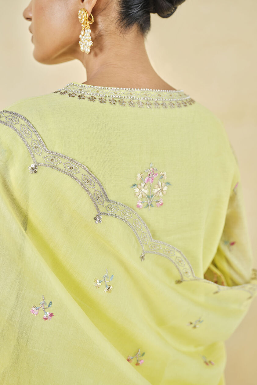 Melisma Embroidered Mul Suit Set - Yellow, Yellow, image 6