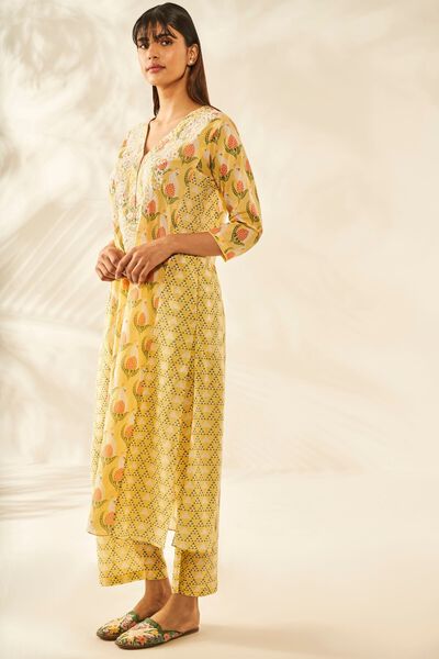 Eshta Kurta Set - Yellow