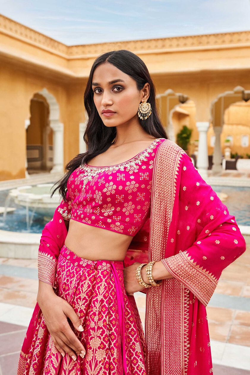 Valimai Lehenga Set -Hot Pink, Hot Pink, image 4
