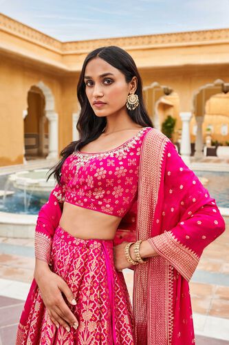 Valimai Lehenga Set -Hot Pink, Hot Pink, image 4