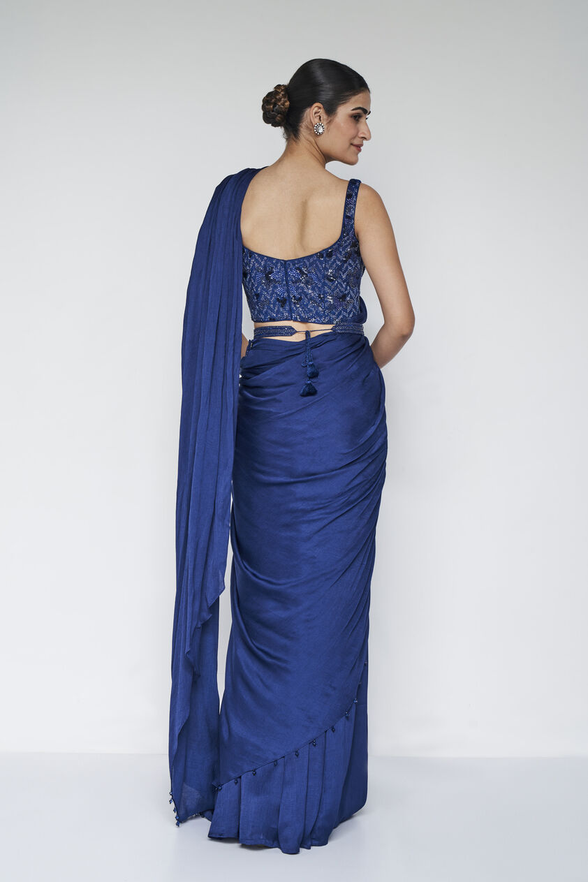 Millaray Embroidered Saree Set - Blue, Blue, image 2