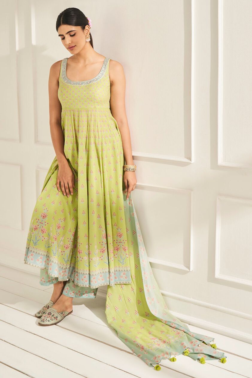 4 - Sravya Anarkali Set – Lime, image 4
