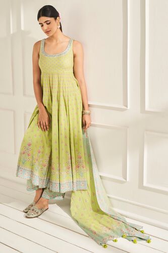 4 - Sravya Anarkali Set – Lime, image 4