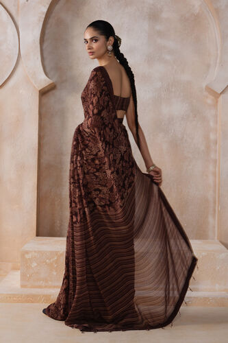 Onerva Chiffon Saree - Wine, Wine, image 2