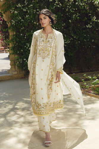 Amra Embroidered Mul Suit Set - Natural, Natural, image 1
