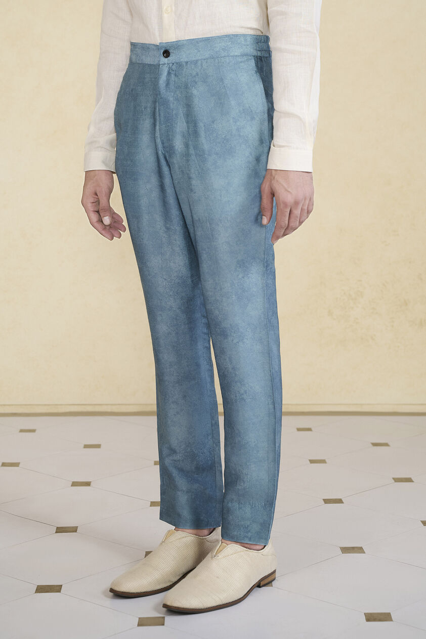 Indigo Silk Trousers, Indigo, image 3