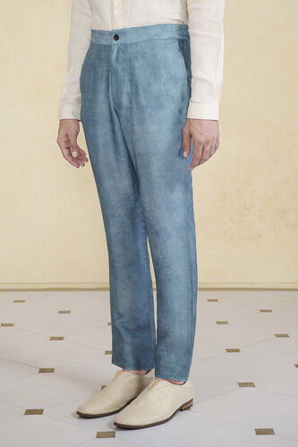 Indigo Silk Trousers, Indigo, image 3
