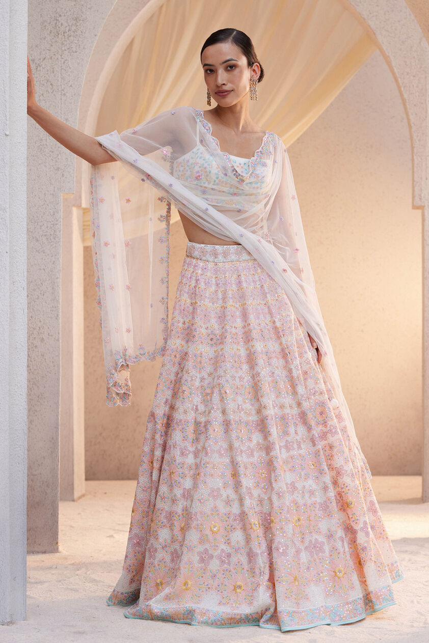 Thamarai Embroidered Lehenga Set - Natural, Natural, image 1