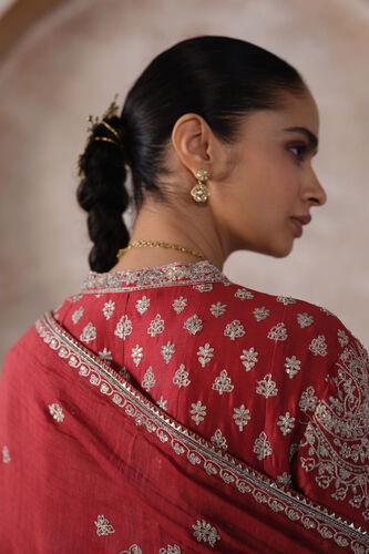 Rishima Embroidered Silk Suit Set - Red, Red, image 5