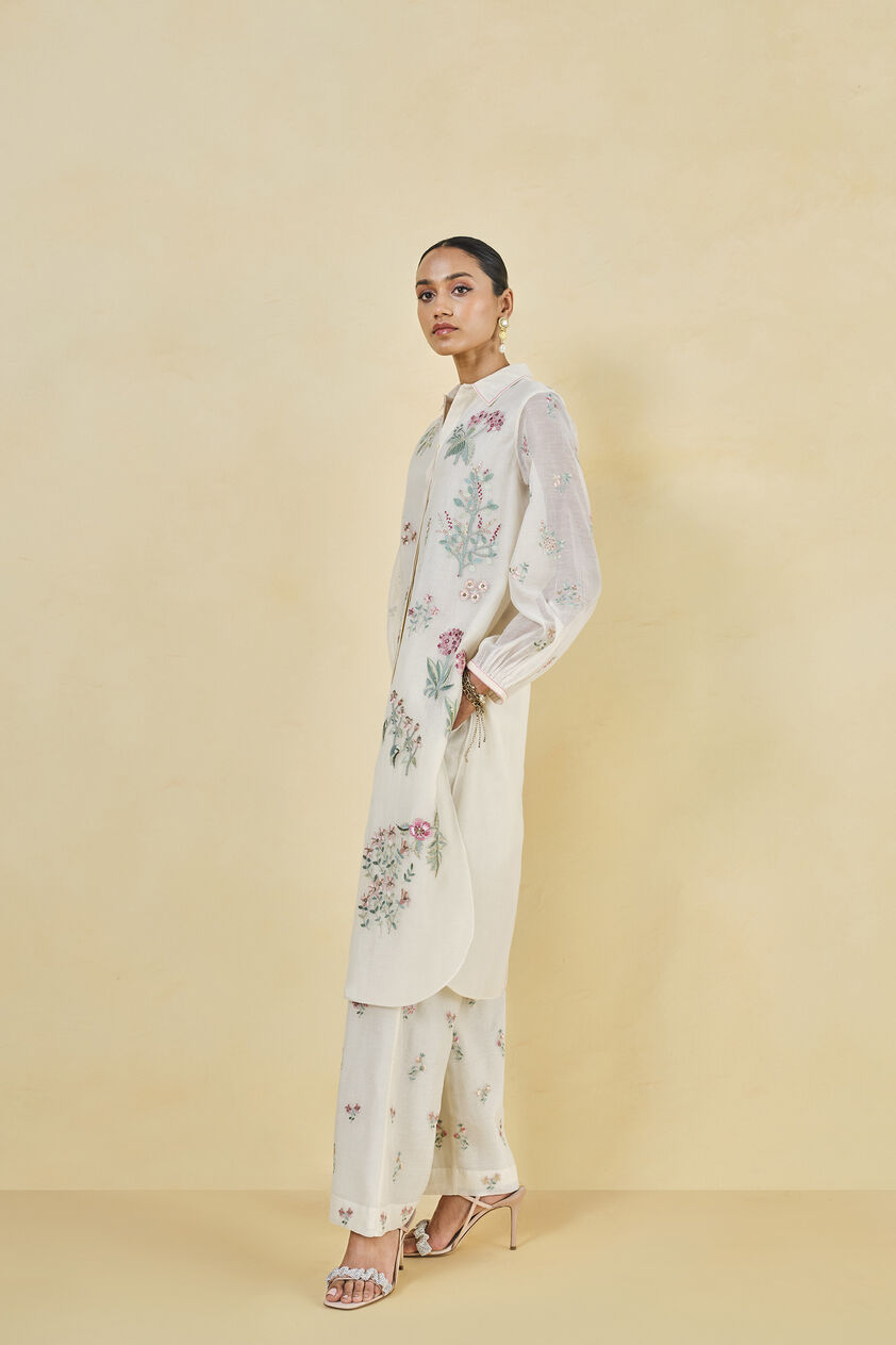 Rhapsody Embroidered Lyocell Coord - Ivory, Ivory, image 3