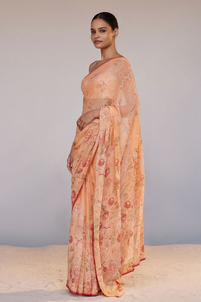 Calfuray Saree Set - Peach