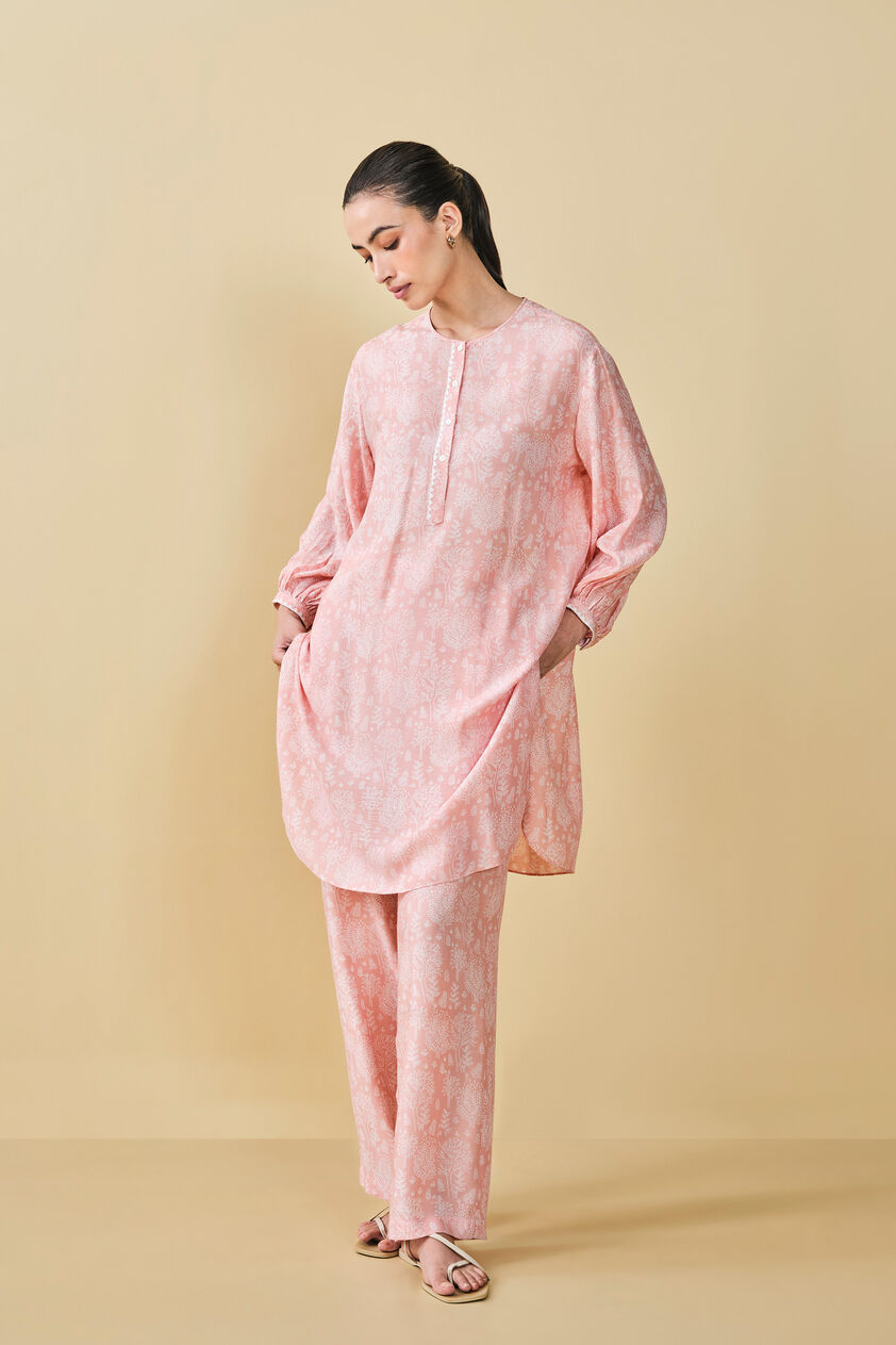 Tree Breeze Hand-block Printed Coord - Peach, Peach, image 4