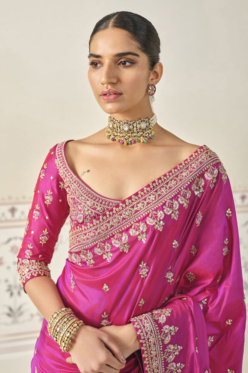 Debasmita Embroidered Saree - Pink, Purple, image 5