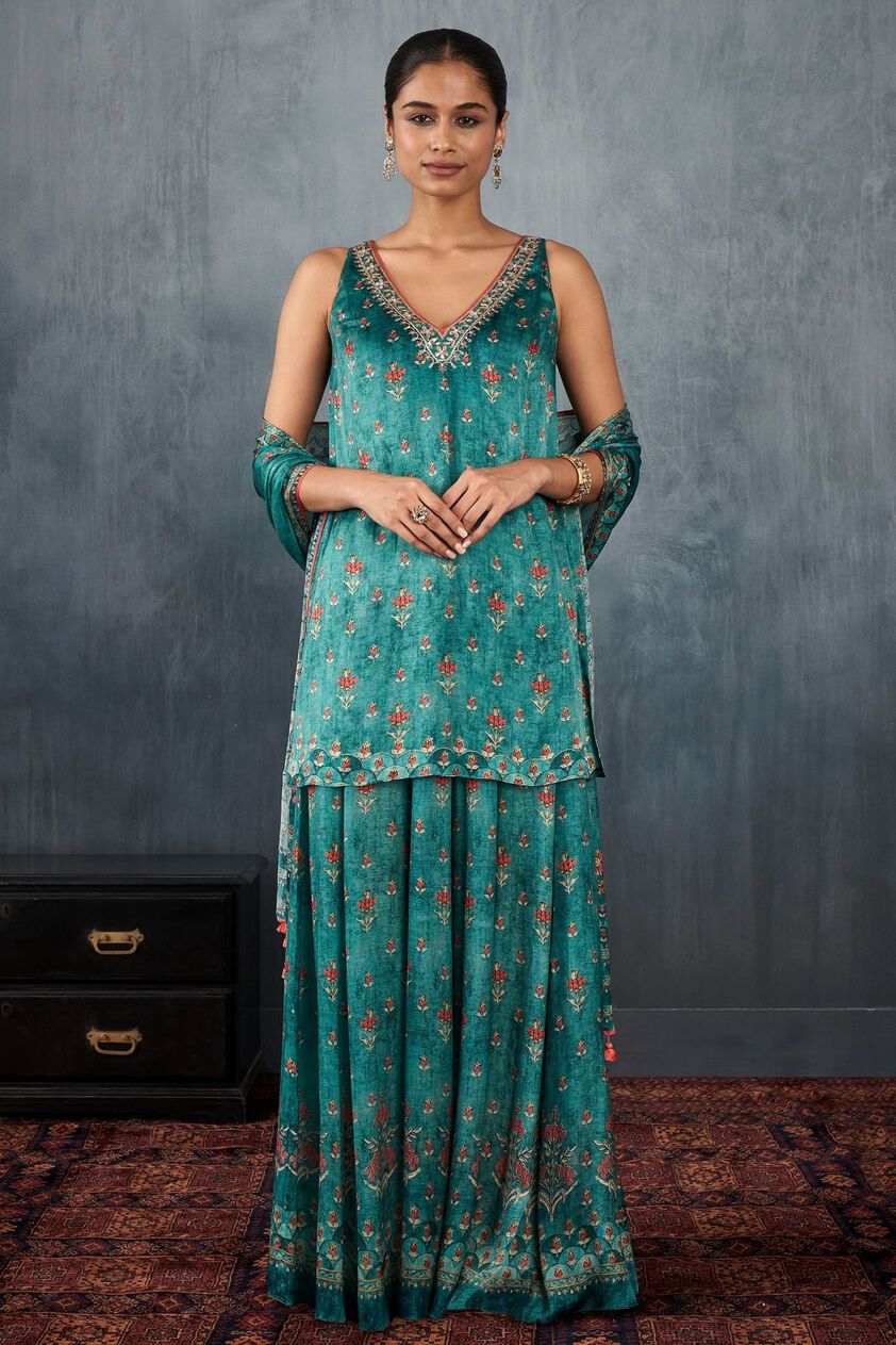 1 - Havisa Sharara Set – Blue , image 1