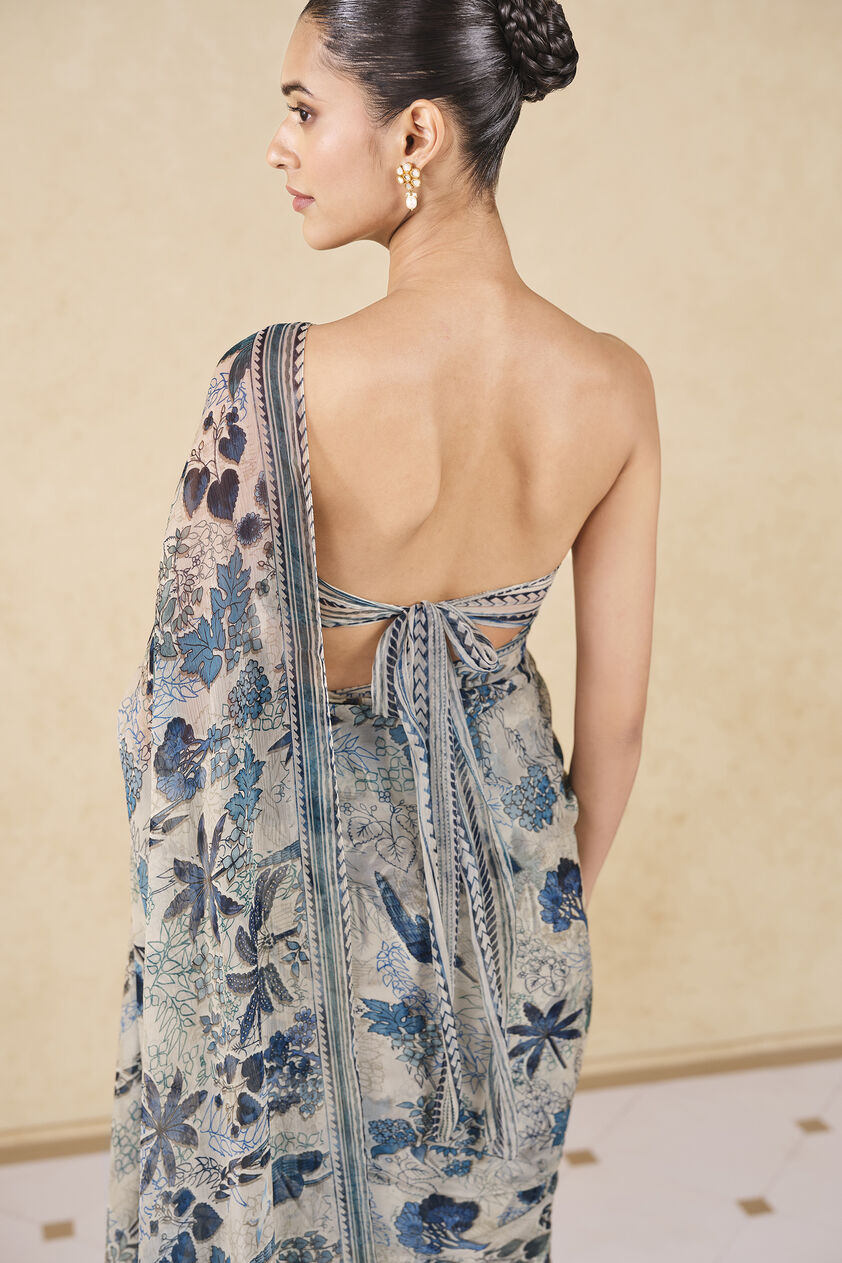 Turaya Printed Saree - Beige, Beige, image 6
