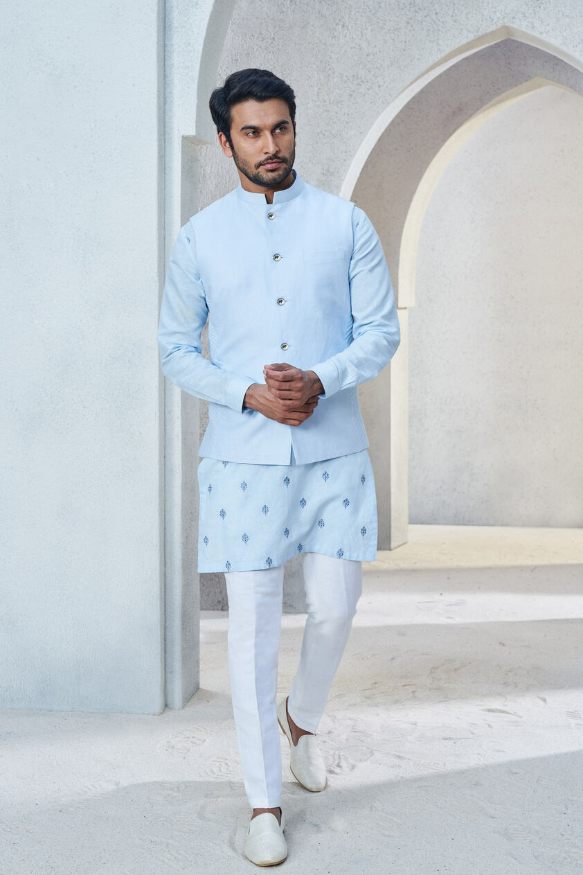 Shwar Nehru Jacket - Powder Blue, Powder Blue, image 1