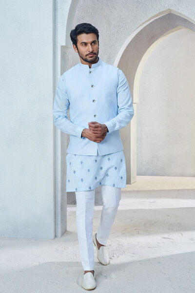 Shwar Nehru Jacket - Powder Blue