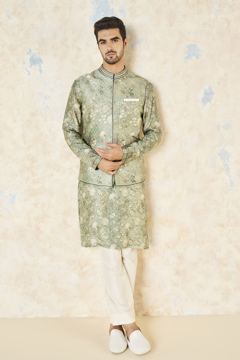 Bhramar Nehru Jacket - Sage, Sage, image 1