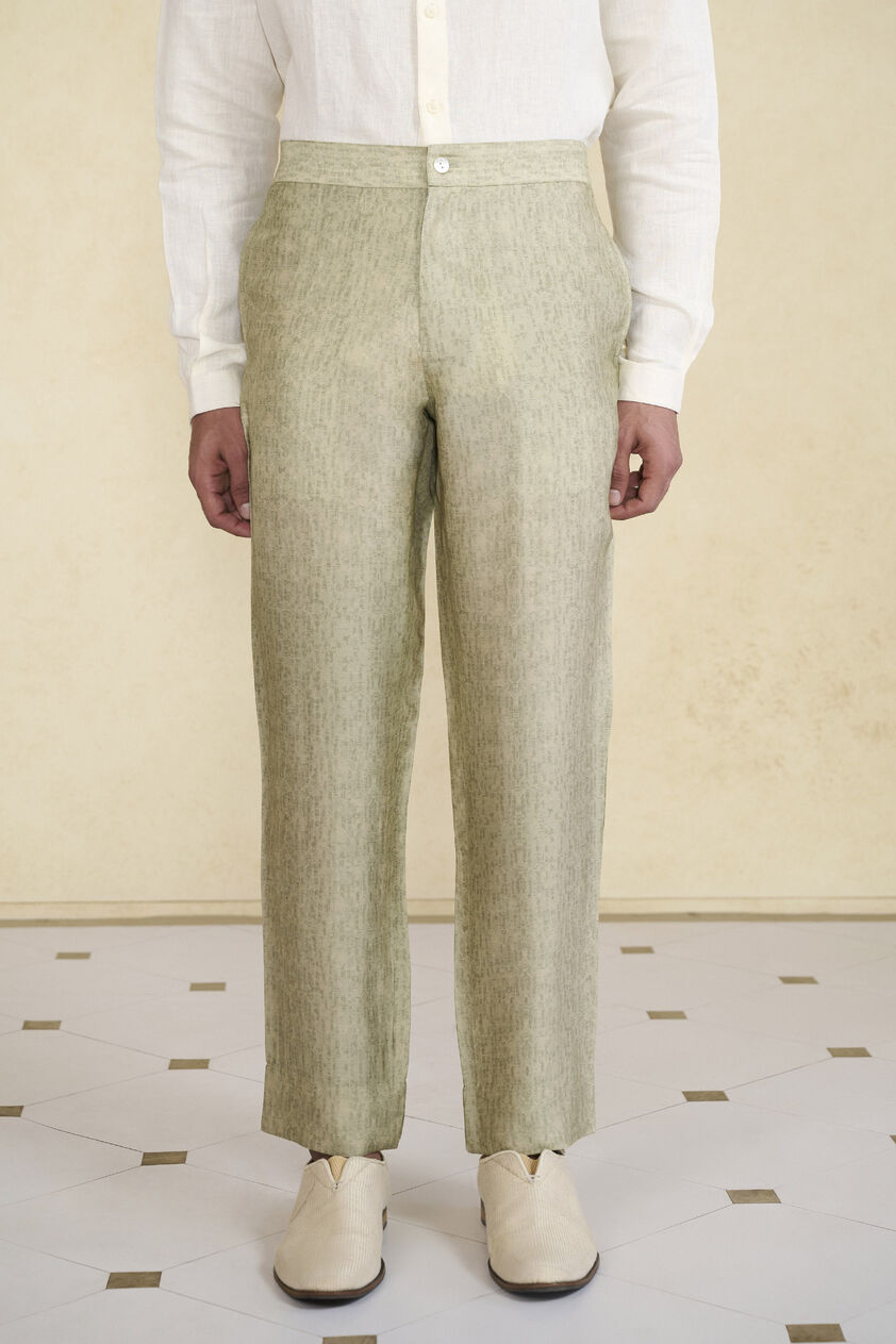 Sage Silk Trousers, Sage, image 3