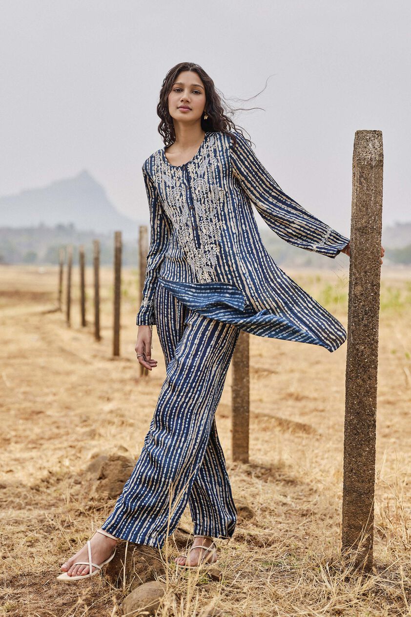 Biome Hand-block Printed Coord - Indigo, Indigo, image 1