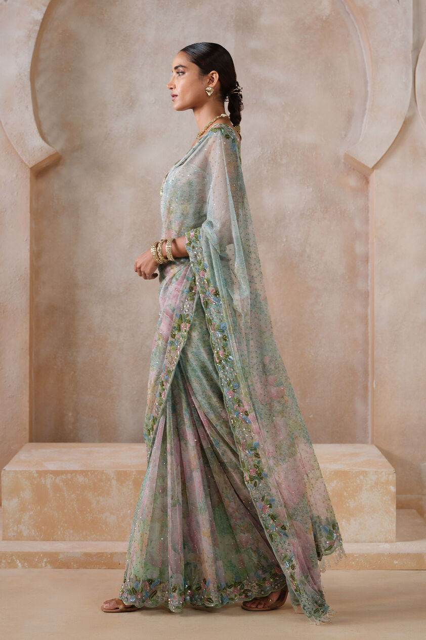 Levana Sequin Saree - Powder Blue, Multi Color, image 3