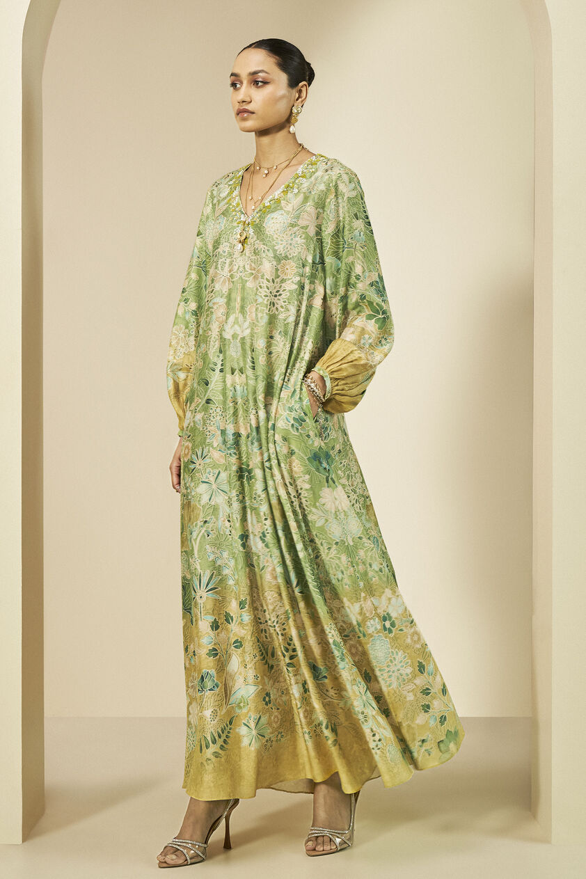 Natoya Embroidered Lyocell Kaftan - Lime, Lime, image 2