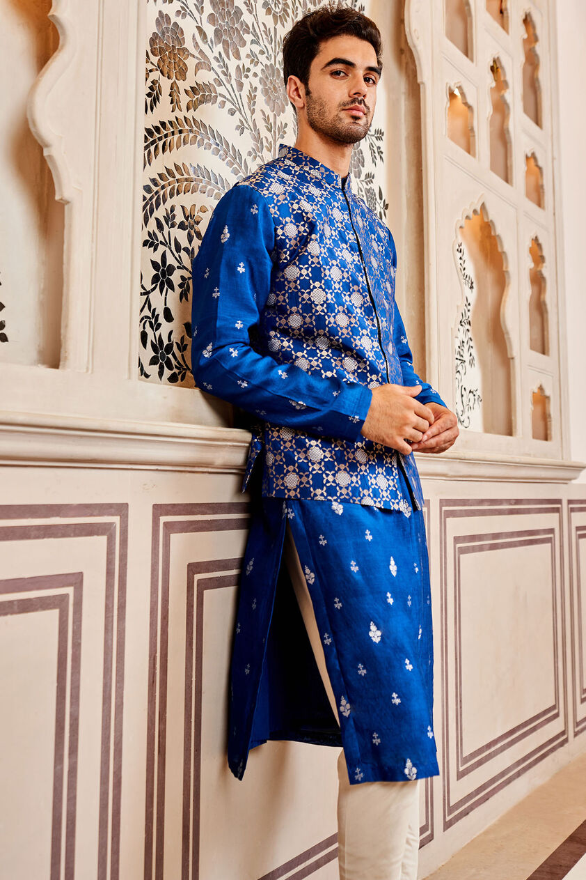 Nirved Nehru Jacket - Navy, Blue, image 7