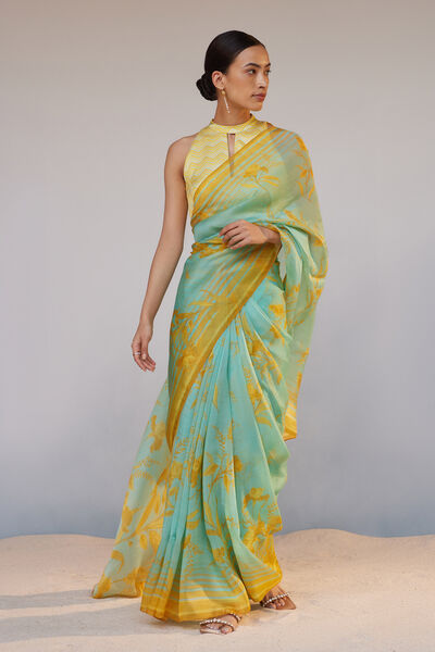 Sama Saree - Aqua