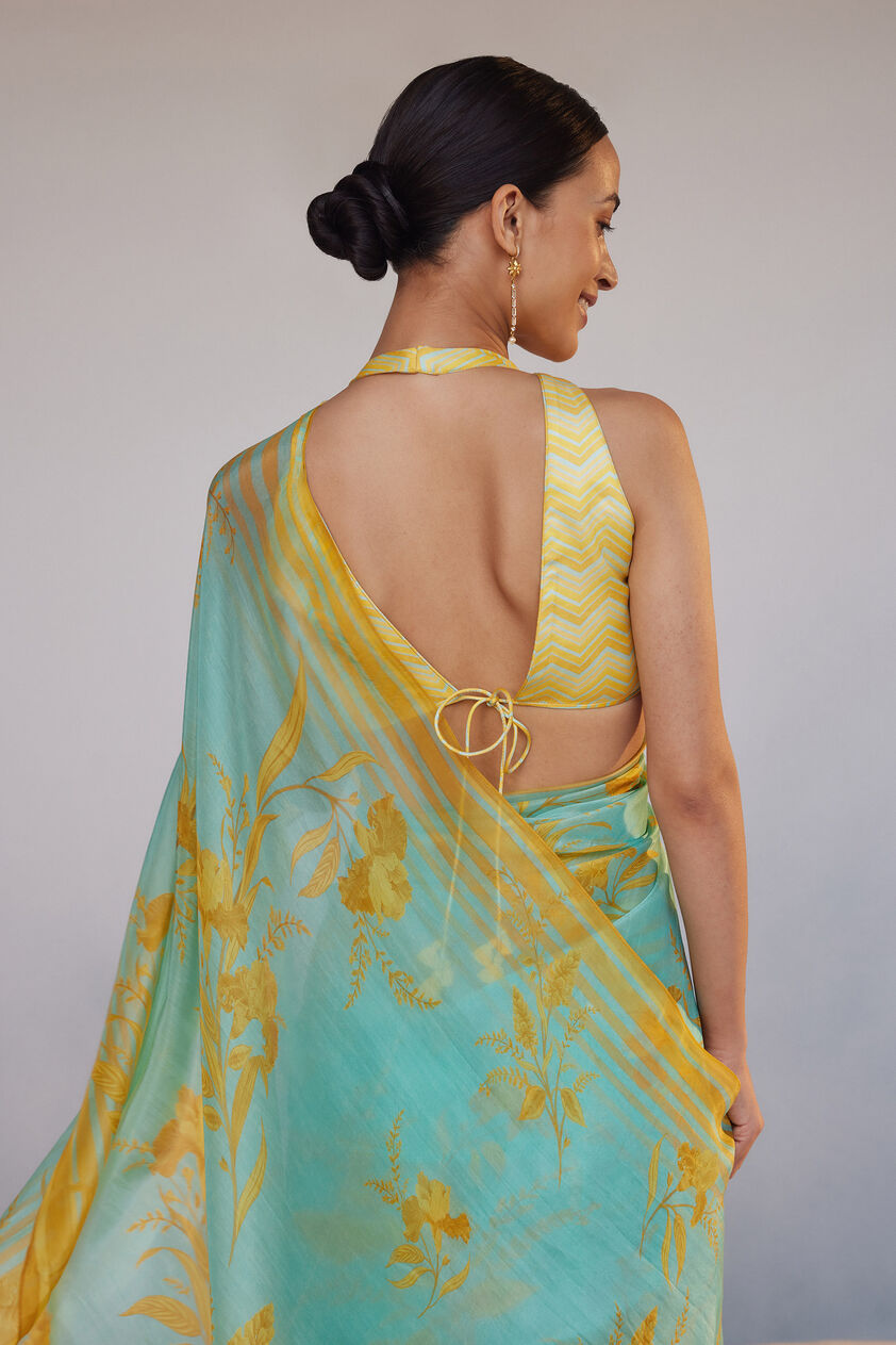Sama Saree - Aqua, Aqua, image 5