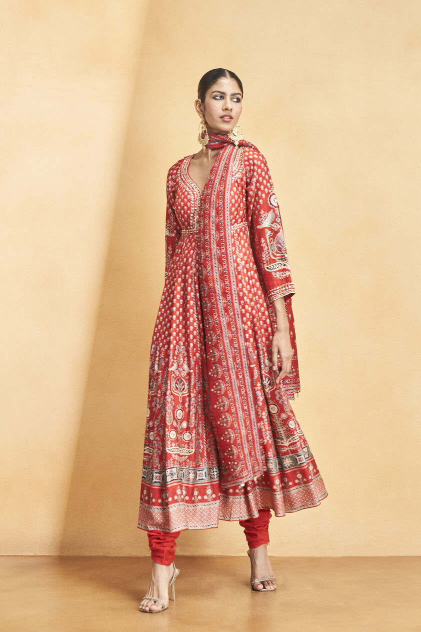 Naima Anarkali Set - Red, Red, image 3
