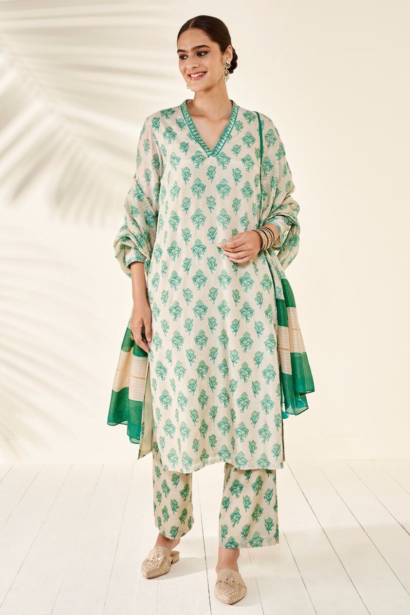1 - Afsa Kurta Set – Green, image 1