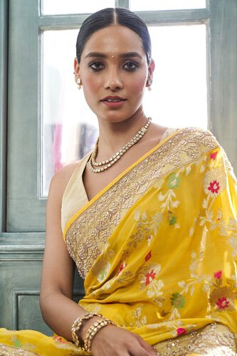 Panavi Saree Set- Yellow, Yellow, image 6