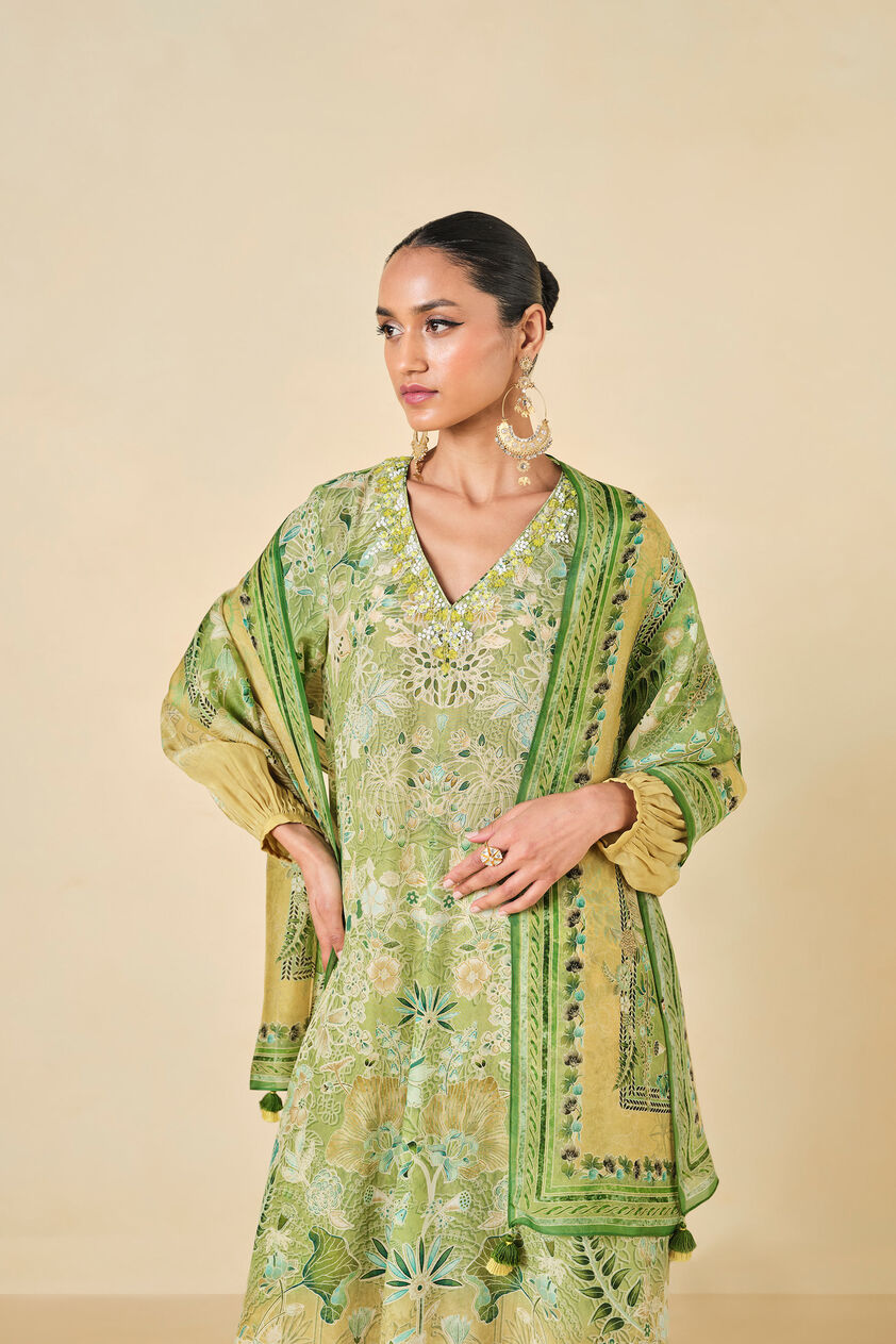Natoya Printed Kurta Set - Lime, Lime, image 4