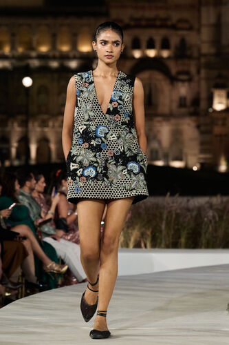 Xanthis Embroidered Silk Mini - Black, Black, image 1