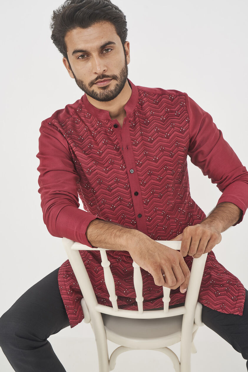 Gulzar Kurta- Maroon, Maroon, image 5