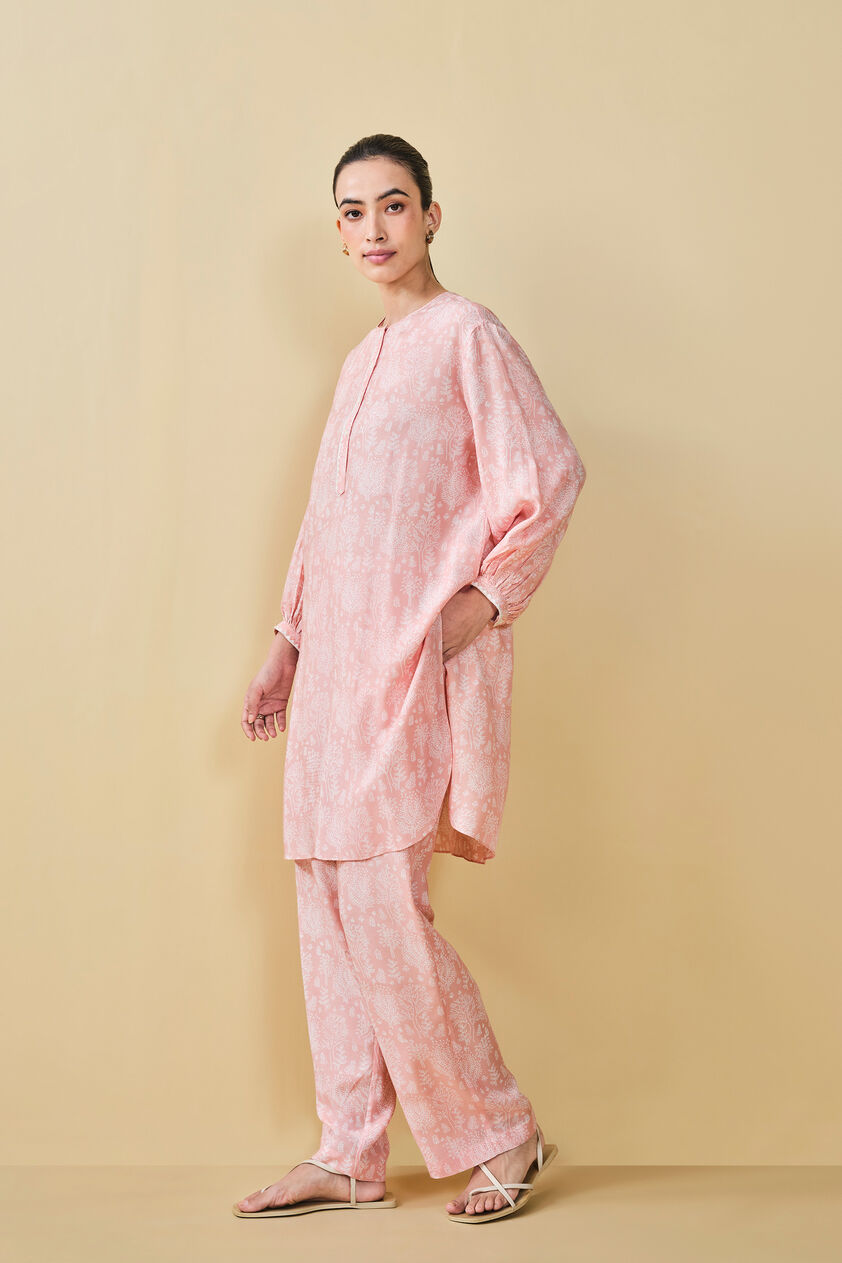 Tree Breeze Hand-block Printed Coord - Peach, Peach, image 2