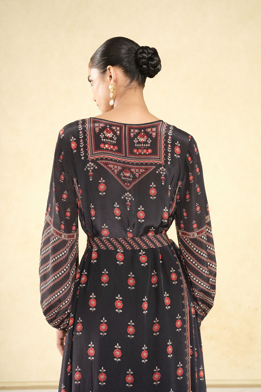 Aksum Prnted Kaftan - Black, Black, image 3