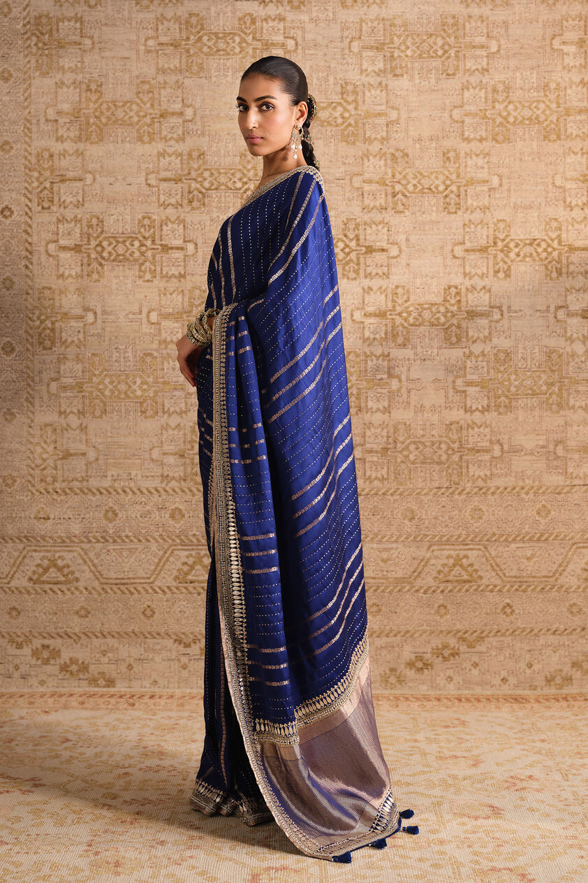 Drishika Handwoven Benarasi Silk Saree - Blue, Blue, image 4