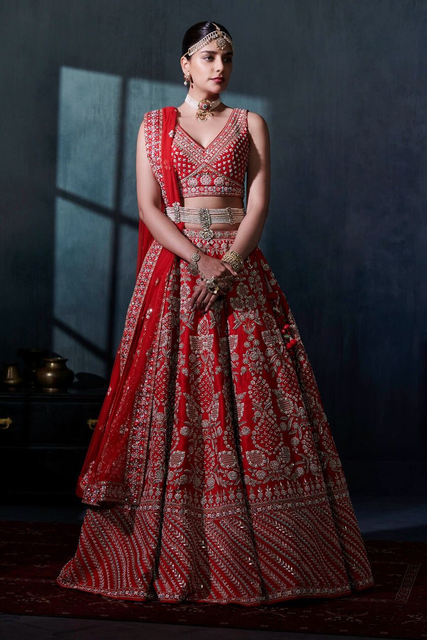 1 - Piari Lehenga Set – Red, image 1