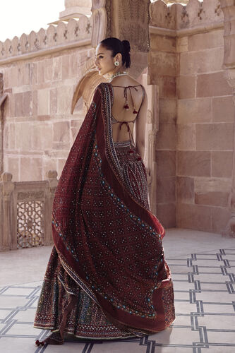 Amalaka Silk Lehenga Set - Deep Red, Red, image 2