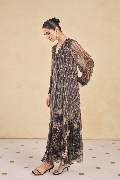 Jumaana Printed Kaftan - Black