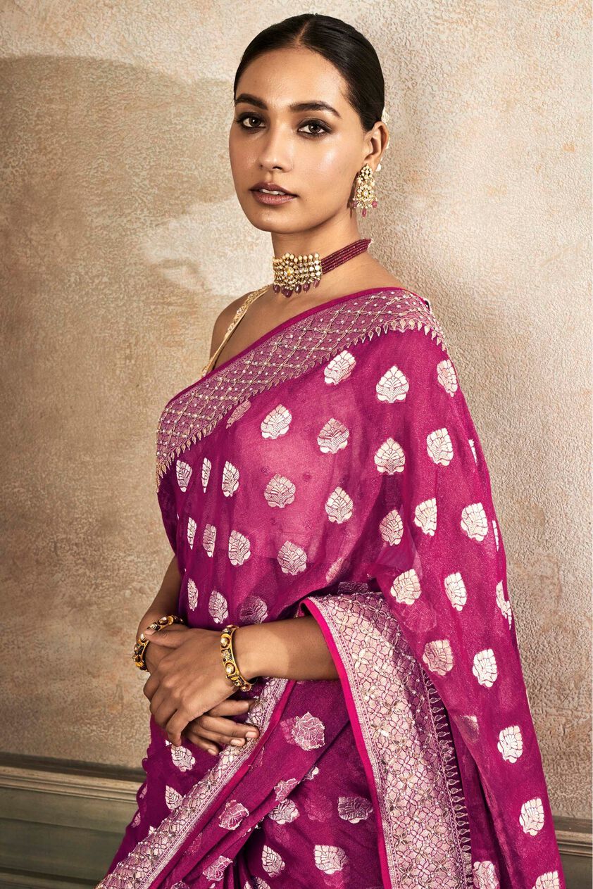 6 - Radhya Saree Set -  Hot Pink, image 6